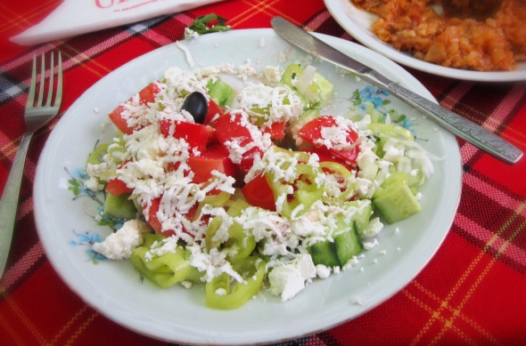 An example of shopska salad that we actually ate in Bulgaria (but you get the idea)